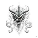 satan with leviathan cross tattoo design idea