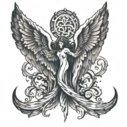 devil / angel wings tattoo design idea