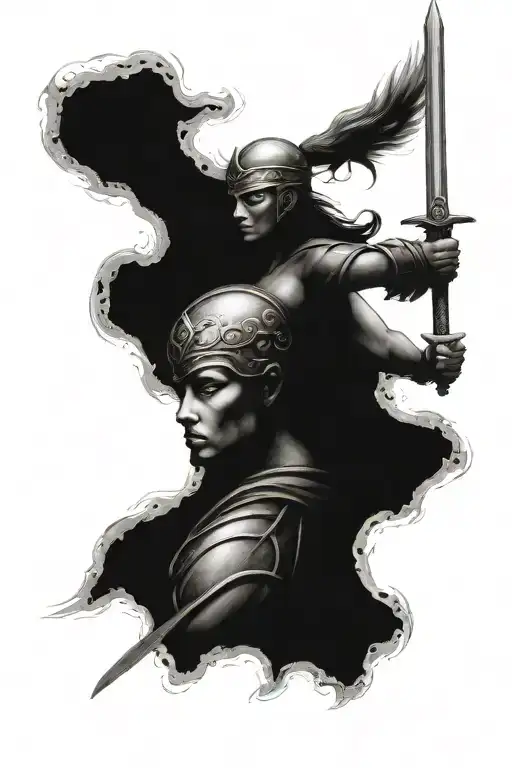 warrior princess Roman number 21   tattoo design idea