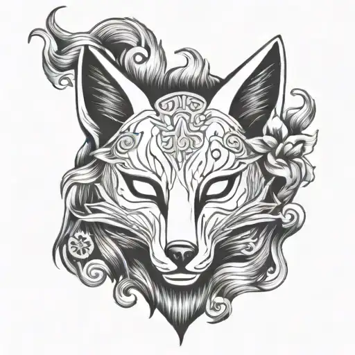 kitsune mask tattoo design idea
