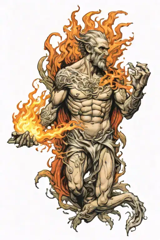 Prometheus stealing fire tattoo design idea