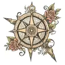 moral compass rose intertwined tattoo design idea