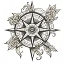 moral compass rose intertwined tattoo design idea