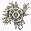 moral compass rose intertwined tattoo design idea
