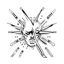 Blade for the forearm, the balde is made spelling this sentence: The Place Where He Inseerted The Blade tattoo design idea