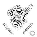 Blade for the forearm, the balde is made spelling this sentence: The Place Where He Inseerted The Blade tattoo design idea