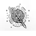 Blade for the forearm, the balde is made spelling this sentence: The Place Where He Inseerted The Blade tattoo design idea