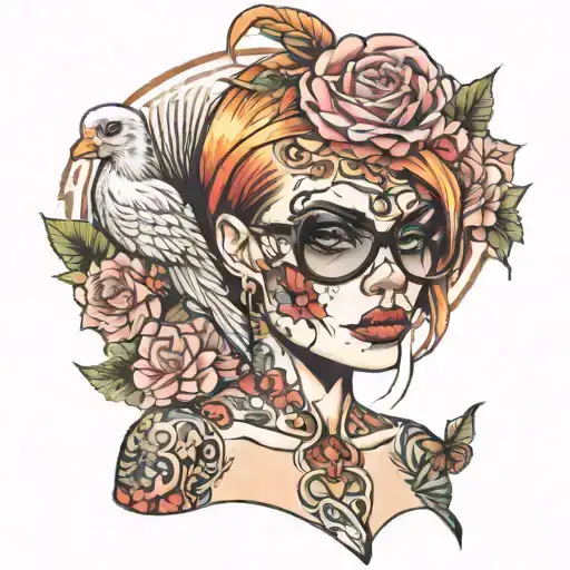 hot chick in a bikini with a chopped off  head  tattoo design idea