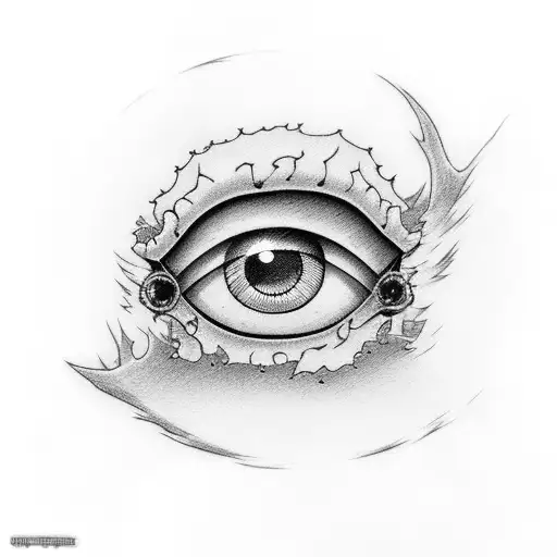 trafalgar law's (one piece) tattoo with kaneki ken's eye (tokyo ghoul) tattoo design idea