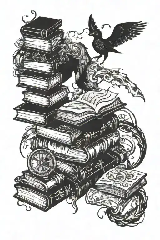 bookish fantasy themed tattoo tattoo design idea