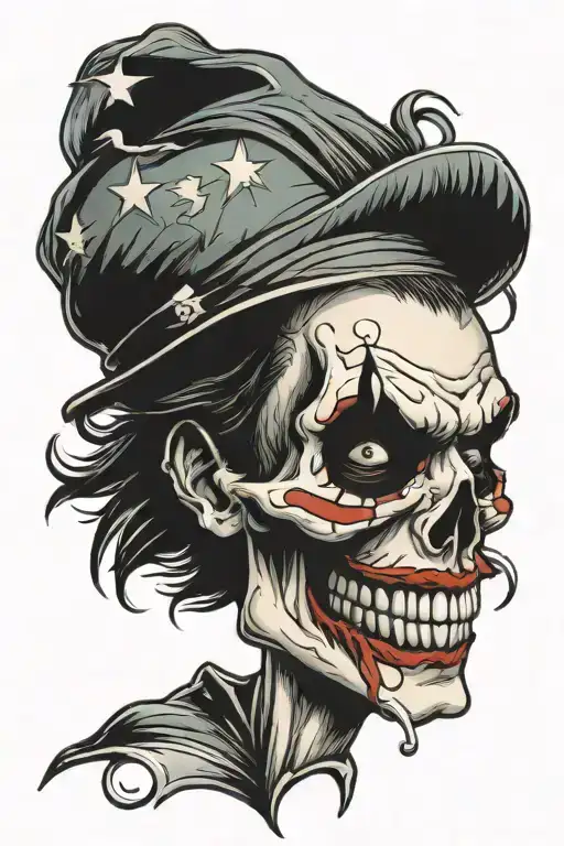 joker smile skull tattoo design idea