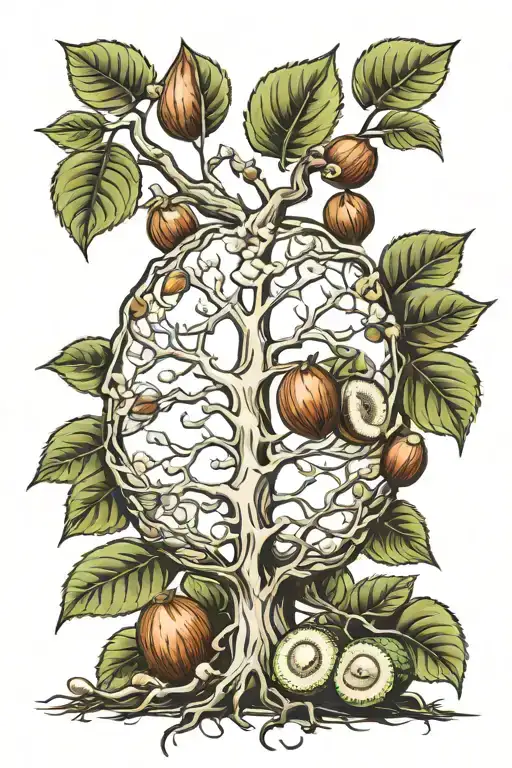 give life hazelnut tree tattoo design idea