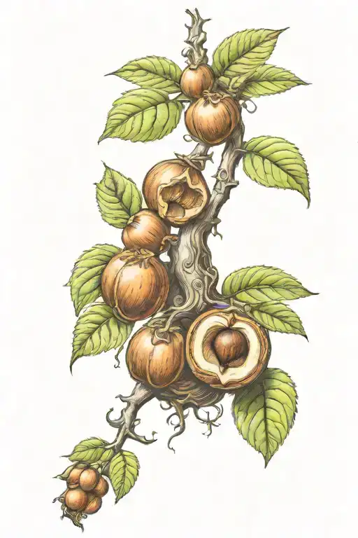give birth to hazelnut tree  tattoo design idea