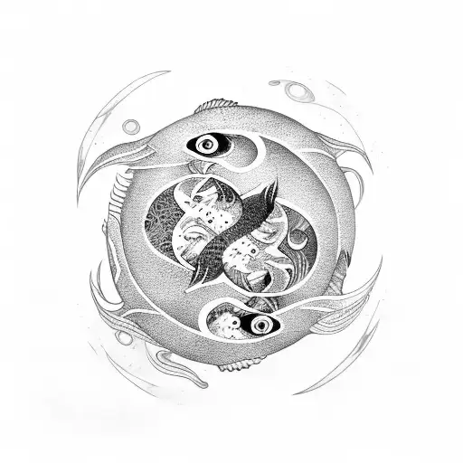 fish ying yang black tattoo design idea