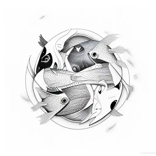 fish ying yang black tattoo design idea