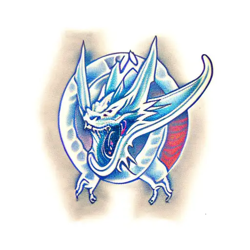 blue eyes white dragon tattoo design idea