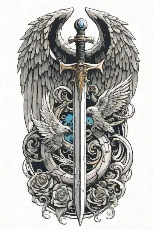 make the sword longer then the wings  tattoo design idea
