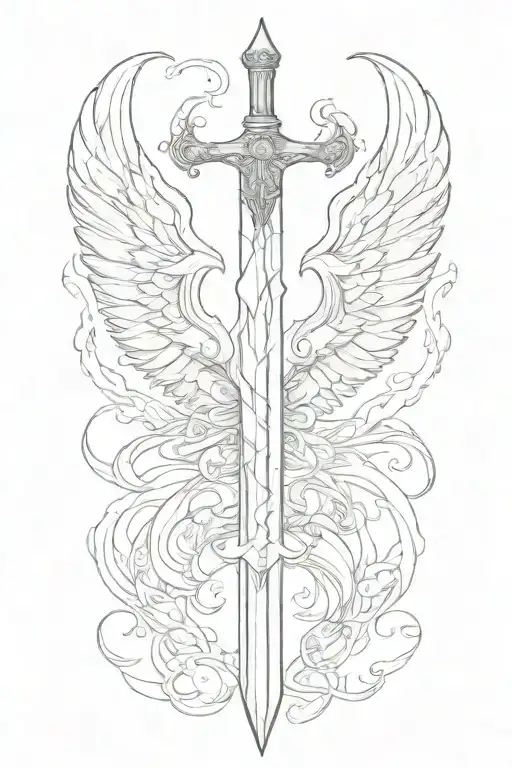 Sword with wings tattoo design idea