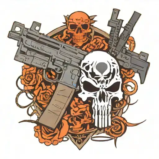 Punisher Skull merge Ar15 tattoo design idea