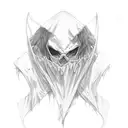 frayed and patched cape tattoo design idea