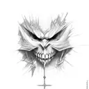 frayed and patched cape tattoo design idea