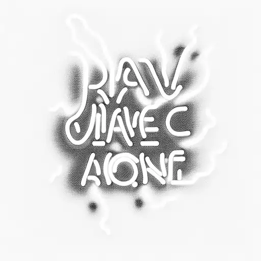 Rave crowd with neon lights and smoke tattoo design idea