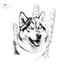 Siberian husky  tattoo design idea