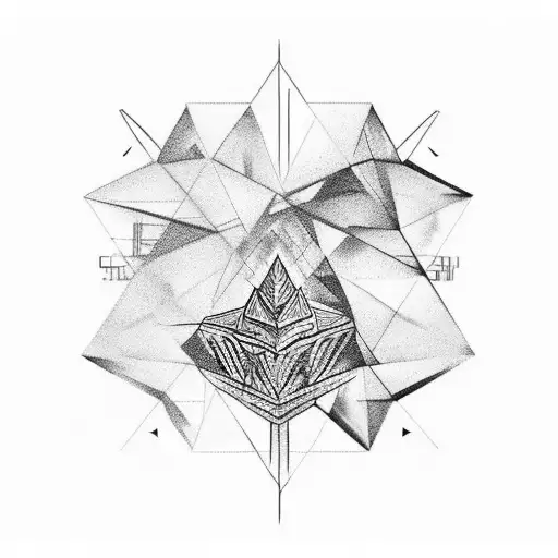 Roman numeral 5 with geometric lines tattoo design idea
