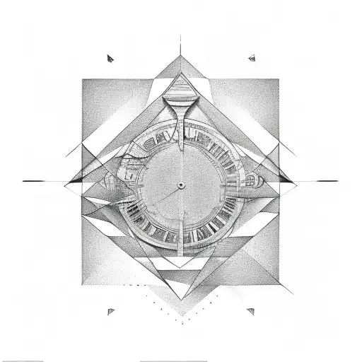 Roman numeral 5 with geometric lines tattoo design idea