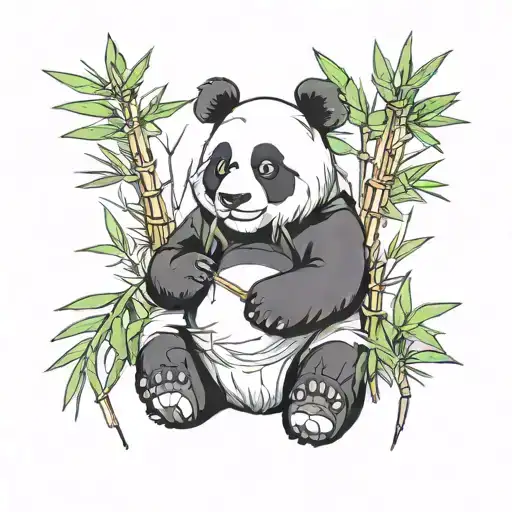 panda and bamboo tattoo design idea