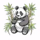 panda and bamboo tattoo design idea