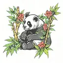 panda and bamboo tattoo design idea
