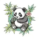 panda and bamboo tattoo design idea