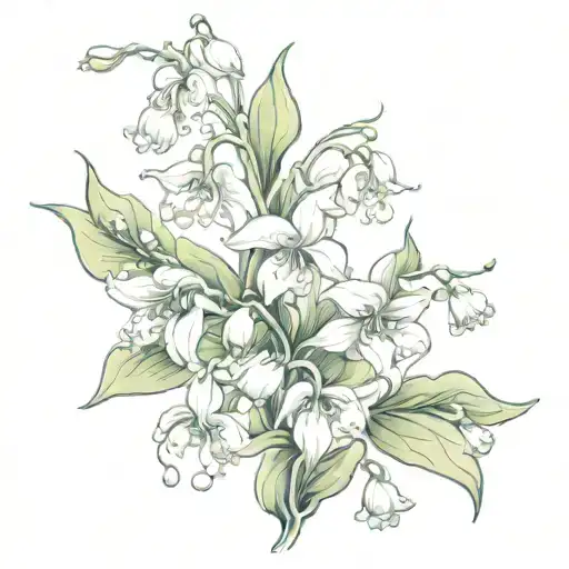 Lilly of the valley with holly flowers and berries throughout the flowers tattoo design idea