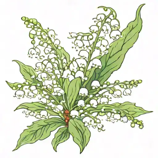 Lilly of the valley with holly flowers and berries throughout the flowers tattoo design idea