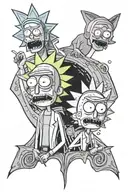 stoned rick and morty freestyle tattoo tattoo design idea