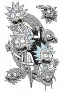 stoned rick and morty freestyle tattoo tattoo design idea