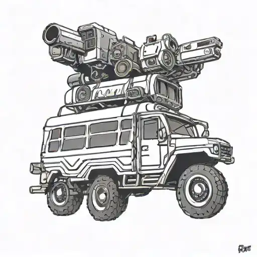 side view of the fortnite battle bus  tattoo design idea