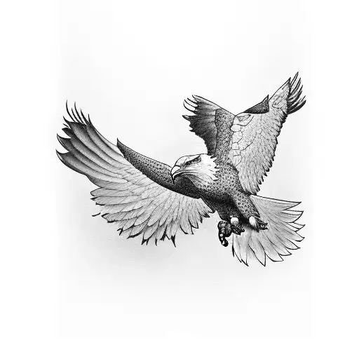 eagle flying with kurdish sun in talons tattoo design idea