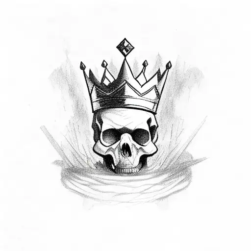 broken skull with crown  tattoo design idea