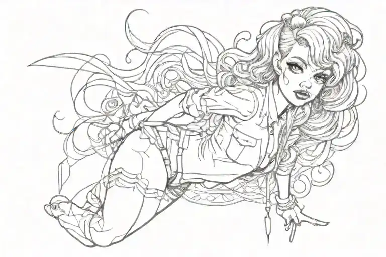 emo pinup girl tattoo design idea