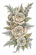 chrysanthemum,  chrysanthemum honeysuckle & thistle roses white rose  tattoo design idea