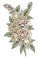 chrysanthemum,  chrysanthemum honeysuckle & thistle roses white rose  tattoo design idea