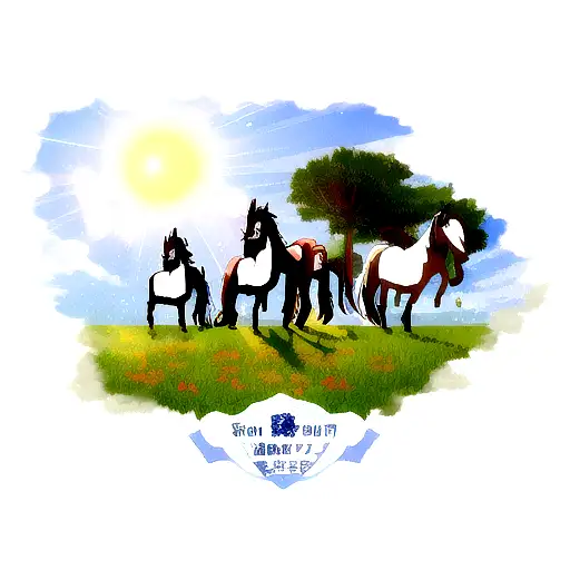 sun with 7 horses tattoo design idea