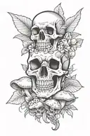 Skull and mushrooms tattoo design idea