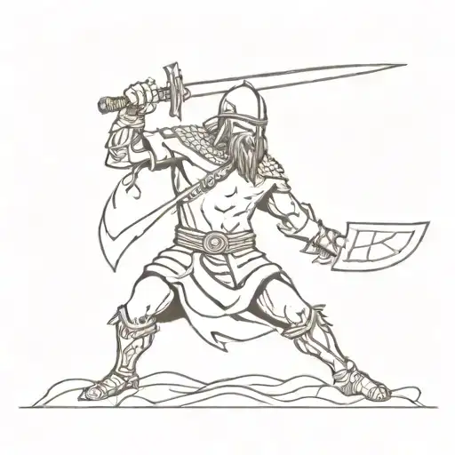 Slavic warrior, with an axe, in battle tattoo design idea