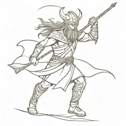 Viking on the battlefield tattoo design idea