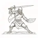 Slavic warrior, with an axe, in battle tattoo design idea