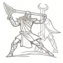 Slavic warrior, with an axe, in battle tattoo design idea