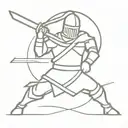 Slavic warrior, with an axe, in battle tattoo design idea